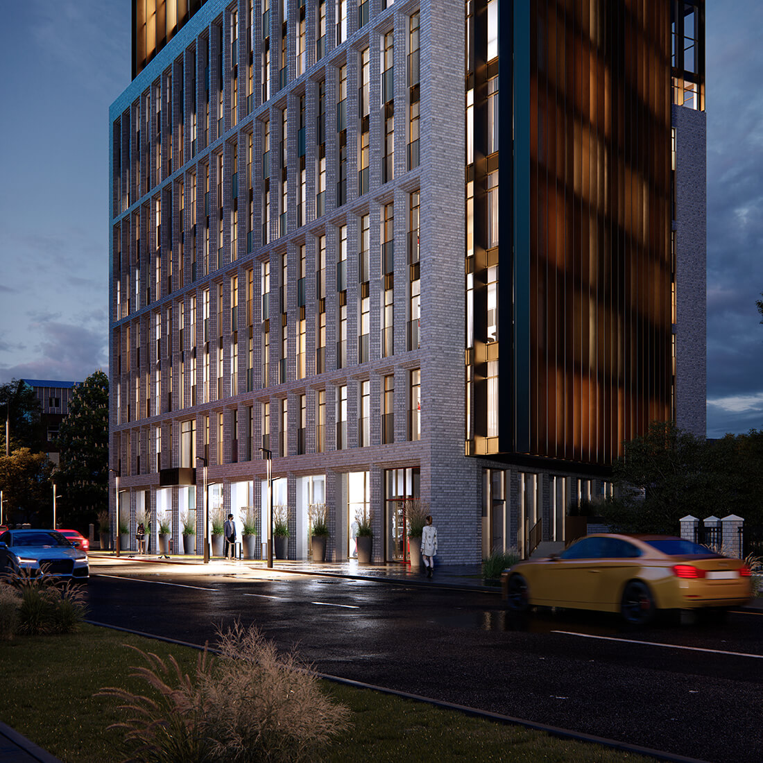 ЖК Митте вечерний вид